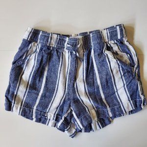 Old Navy Linen Blend Blue White Vertical Stripe Shorts Girls Size 8 / M